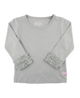 Gray Ruffled Long Sleeve Layering Tee